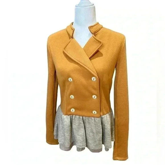 Hem & Thread Small Camel Ruffled Soft Warm
Military Double Breasted Moto - Picture 1 of 7